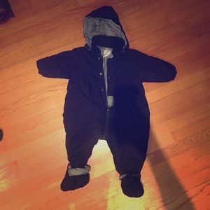 Le Chat 12 Month snow suit with hood and booties